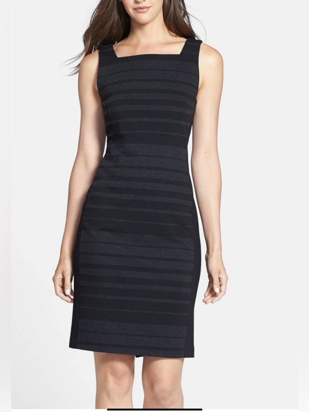EILEEN FISHER Italian Viscose Stretch Ponte w/Striped Panels‎ Dress in Size 6P